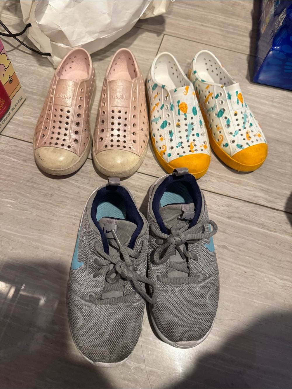 Nike Kids Gray and Teal Athletic Sneakers size 13 bundle of 3 pairs of shoes